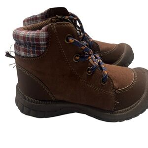 OshKosh B'gosh Brown Boots with Plaid Accent Size 10 Toddler